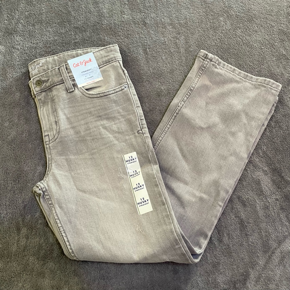 Cat & Jack Big Kids Gray Straight Leg Jeans Pants Husky